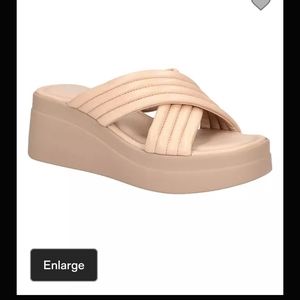 Nude Wide Wedge sandals by Bella Vita